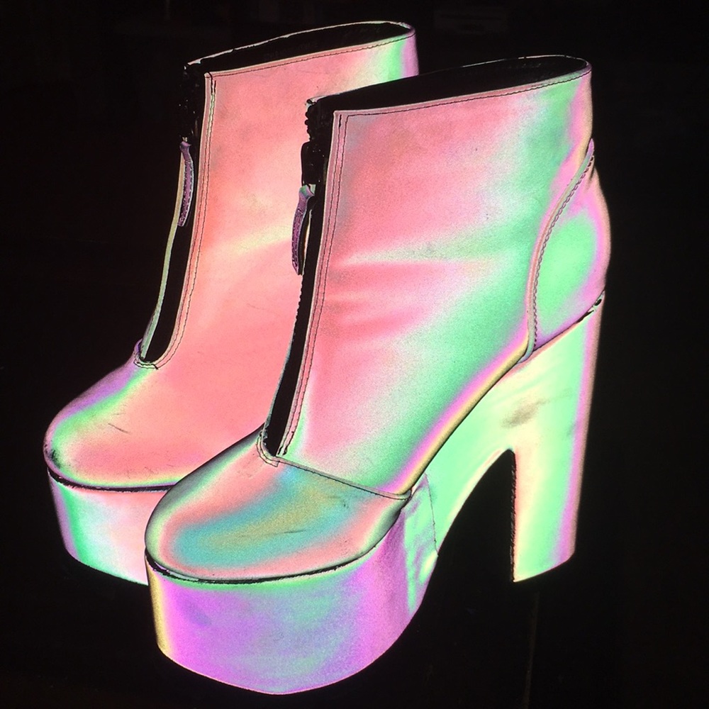Dolls Kill Reflective Nightmare Platform Boots